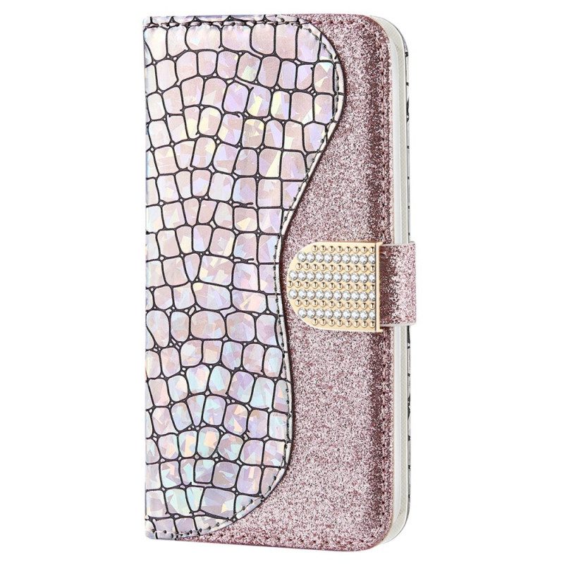 Custodia in pelle Samsung Galaxy S22 Plus 5G Diamanti Coccodrillo