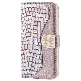 Custodia in pelle Samsung Galaxy S22 Plus 5G Diamanti Coccodrillo