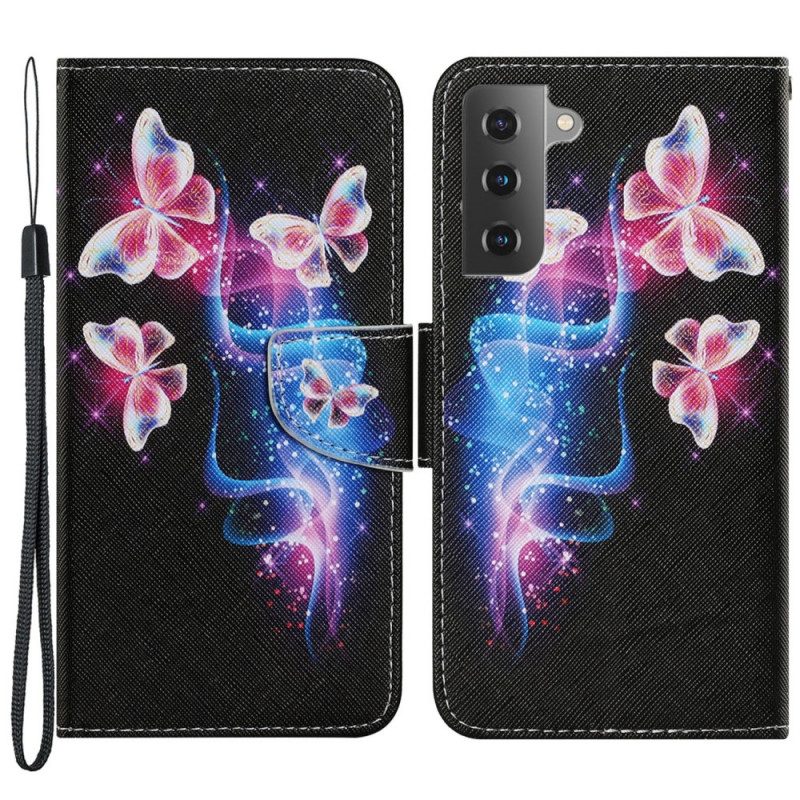 Custodia in pelle Samsung Galaxy S22 Plus 5G Farfalle Magiche