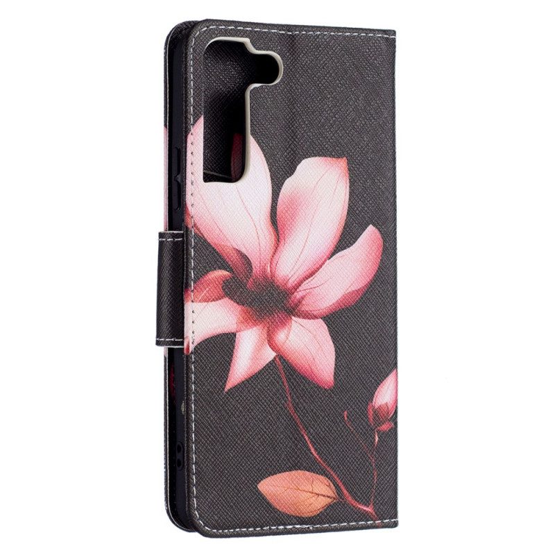 Custodia in pelle Samsung Galaxy S22 Plus 5G Fiore Rosa