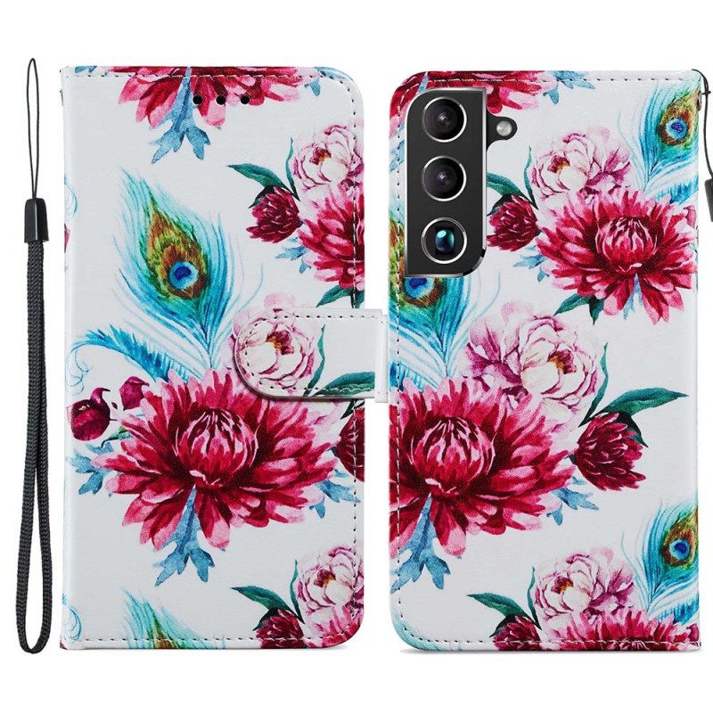 Custodia in pelle Samsung Galaxy S22 Plus 5G Fiori Intensi