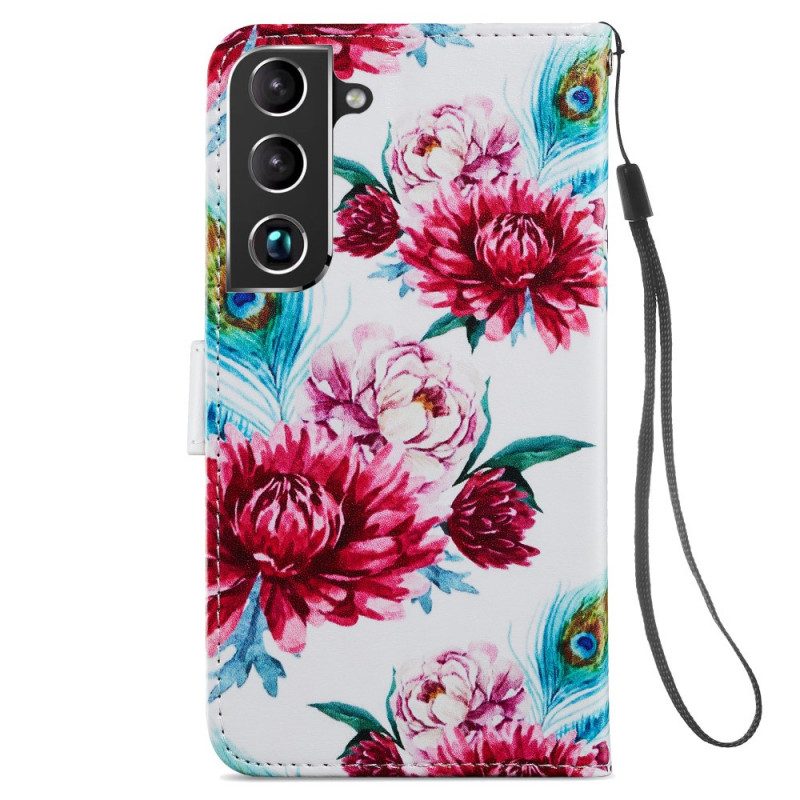 Custodia in pelle Samsung Galaxy S22 Plus 5G Fiori Intensi