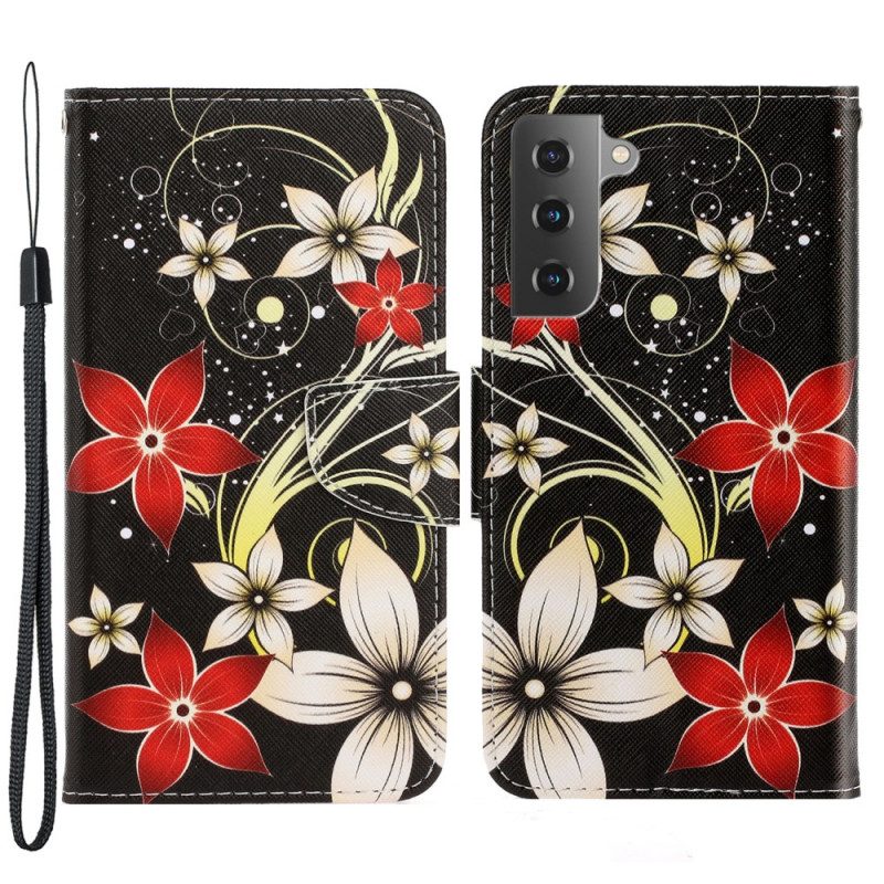 Custodia in pelle Samsung Galaxy S22 Plus 5G Fiori Strappy Colorati