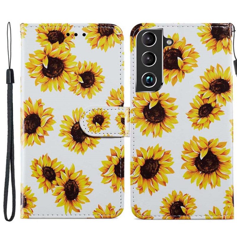 Custodia in pelle Samsung Galaxy S22 Plus 5G Girasoli