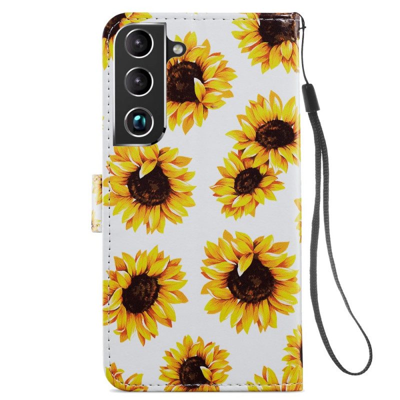 Custodia in pelle Samsung Galaxy S22 Plus 5G Girasoli