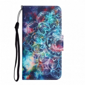 Custodia in pelle Samsung Galaxy S22 Plus 5G Mezzo Mandala Appariscente Con Spalline