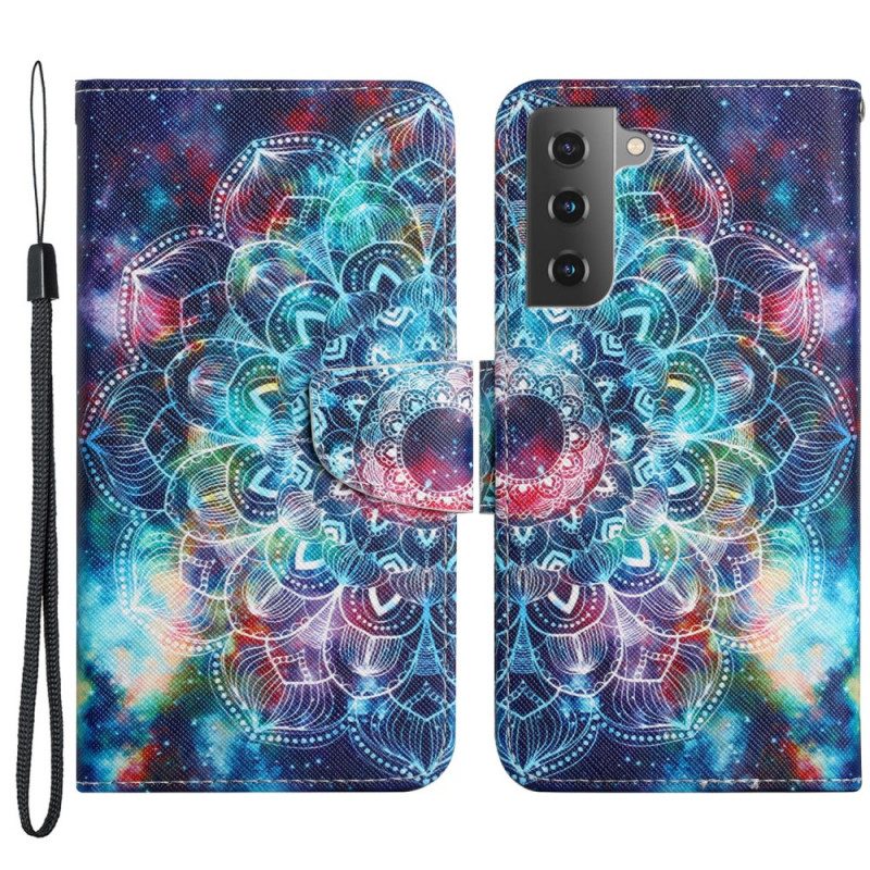 Custodia in pelle Samsung Galaxy S22 Plus 5G Mezzo Mandala Appariscente Con Spalline