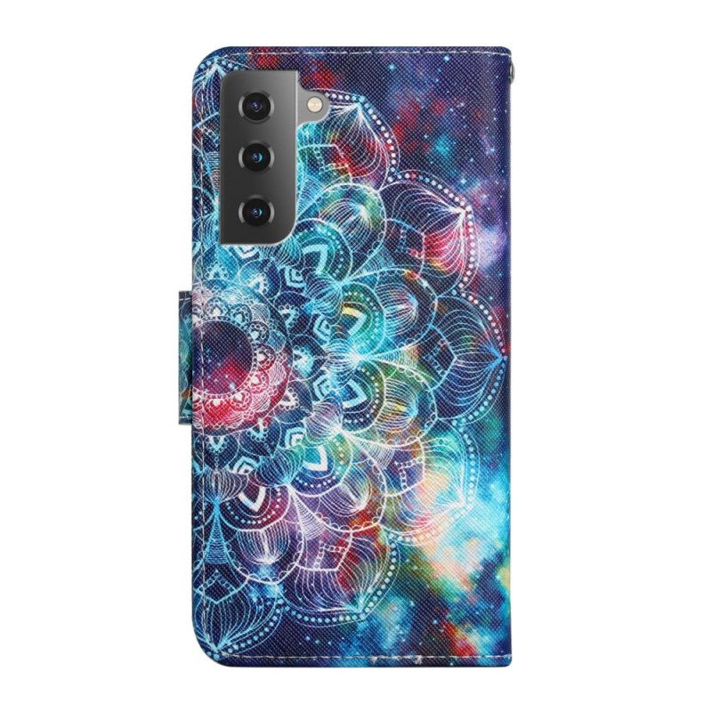 Custodia in pelle Samsung Galaxy S22 Plus 5G Mezzo Mandala Appariscente Con Spalline