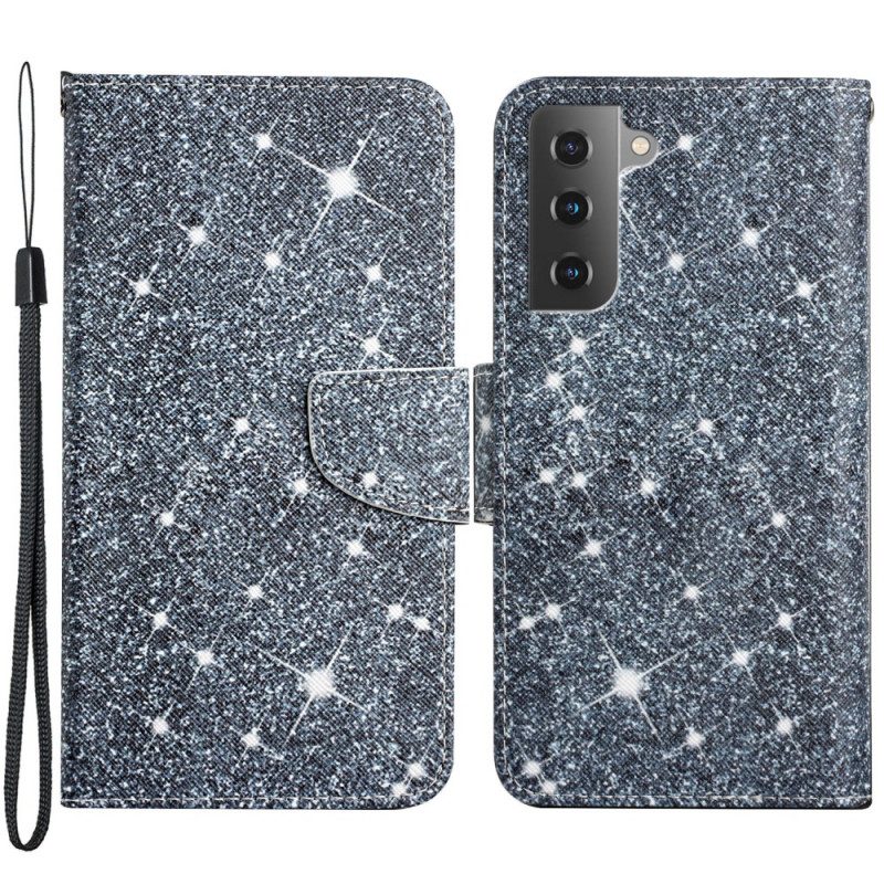 Custodia in pelle Samsung Galaxy S22 Plus 5G Paillettes Strappy