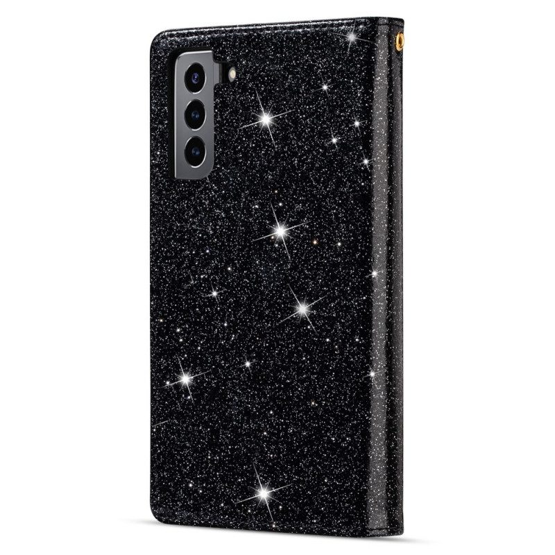 Custodia in pelle Samsung Galaxy S22 Plus 5G Portafoglio Portafoglio Con Zip In Paillettes