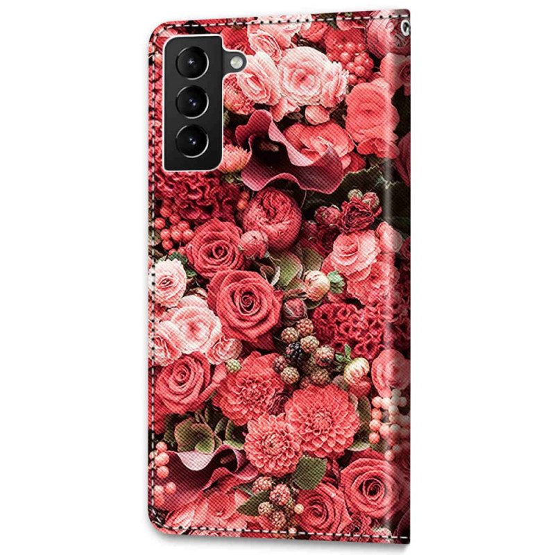 Custodia in pelle Samsung Galaxy S22 Plus 5G Romanticismo Floreale