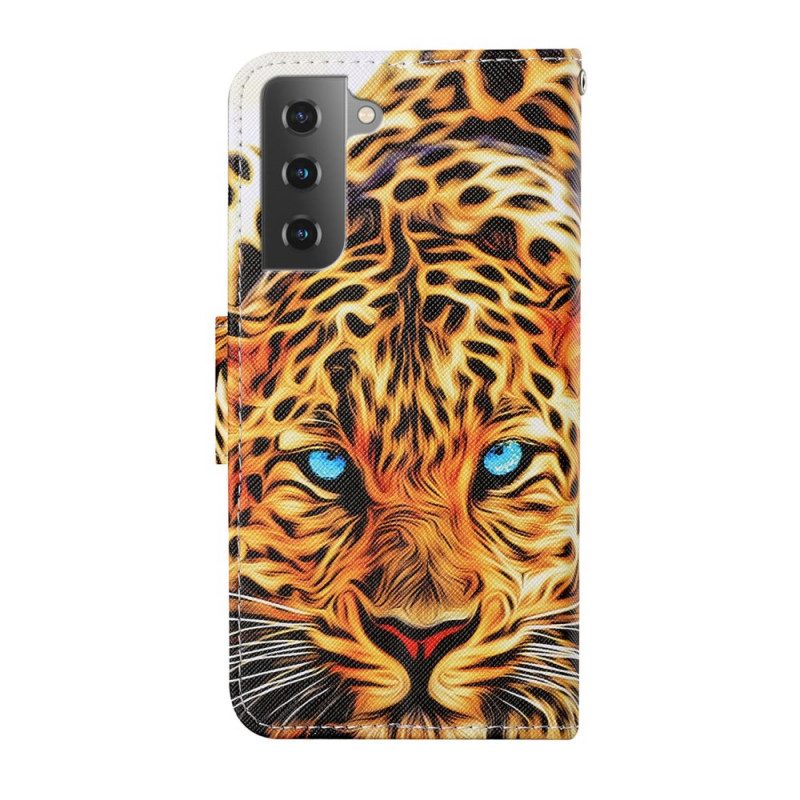 Custodia in pelle Samsung Galaxy S22 Plus 5G Tigre Con Cordino