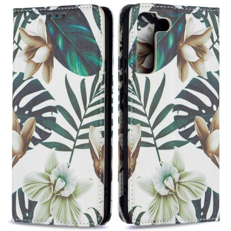 Folio Cover Samsung Galaxy S22 Plus 5G Custodia in pelle Foglie