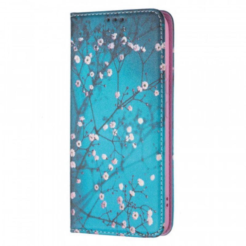 Folio Cover Samsung Galaxy S22 Plus 5G Custodia in pelle Rami Fioriti