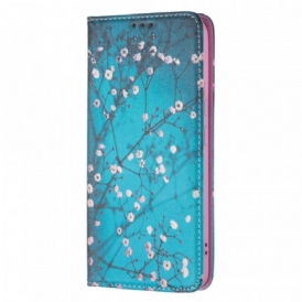 Folio Cover Samsung Galaxy S22 Plus 5G Custodia in pelle Rami Fioriti