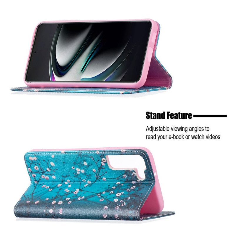 Folio Cover Samsung Galaxy S22 Plus 5G Custodia in pelle Rami Fioriti