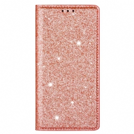 Folio Cover Samsung Galaxy S22 Plus 5G Custodia in pelle Stile Paillettes