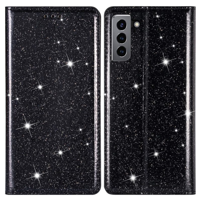 Folio Cover Samsung Galaxy S22 Plus 5G Custodia in pelle Stile Paillettes