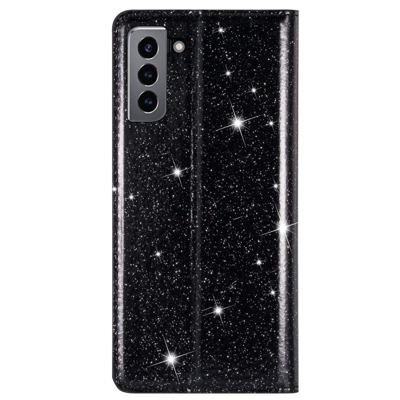 Folio Cover Samsung Galaxy S22 Plus 5G Custodia in pelle Stile Paillettes