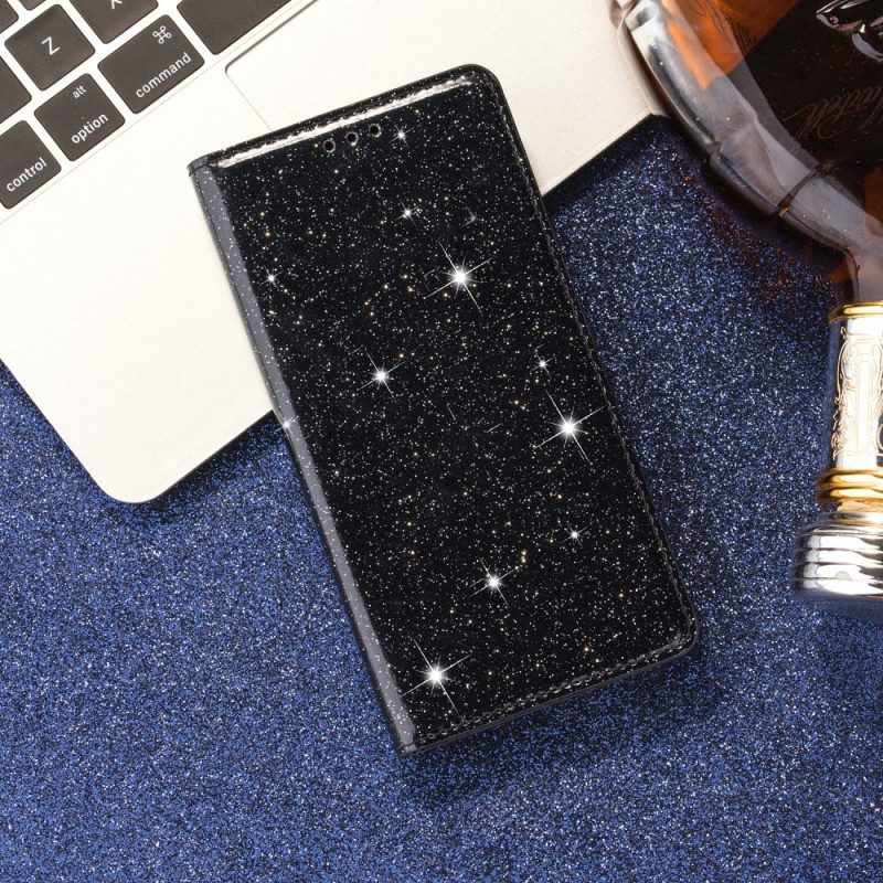 Folio Cover Samsung Galaxy S22 Plus 5G Custodia in pelle Stile Paillettes