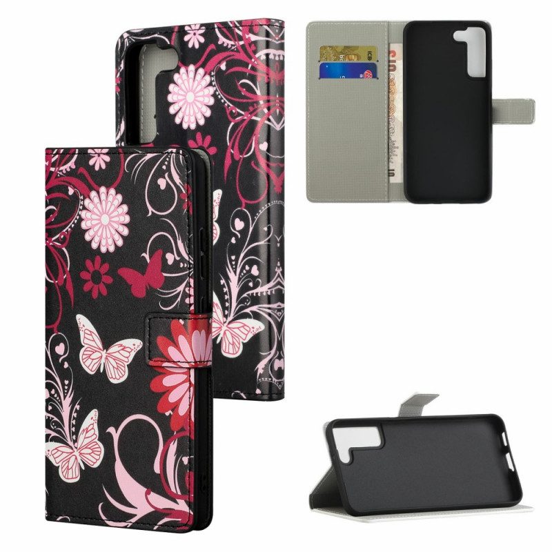 Folio Cover Samsung Galaxy S22 Plus 5G Farfalle E Fiori