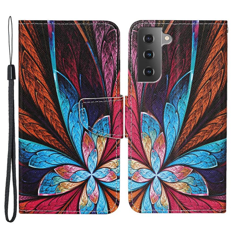 Folio Cover Samsung Galaxy S22 Plus 5G Fogli Colorati Con Cordino