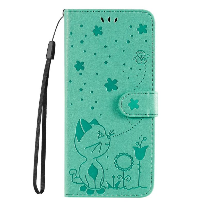 Folio Cover Samsung Galaxy S22 Plus 5G Gatto E Ape Con Cordino