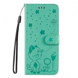 Folio Cover Samsung Galaxy S22 Plus 5G Gatto E Ape Con Cordino