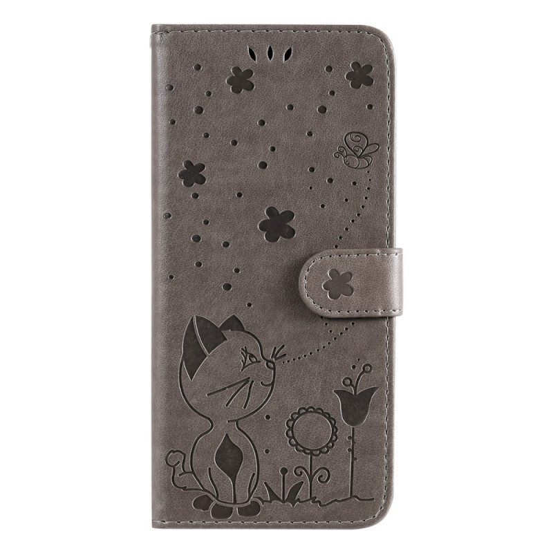 Folio Cover Samsung Galaxy S22 Plus 5G Gatto E Ape Con Cordino