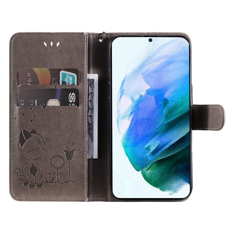 Folio Cover Samsung Galaxy S22 Plus 5G Gatto E Ape Con Cordino