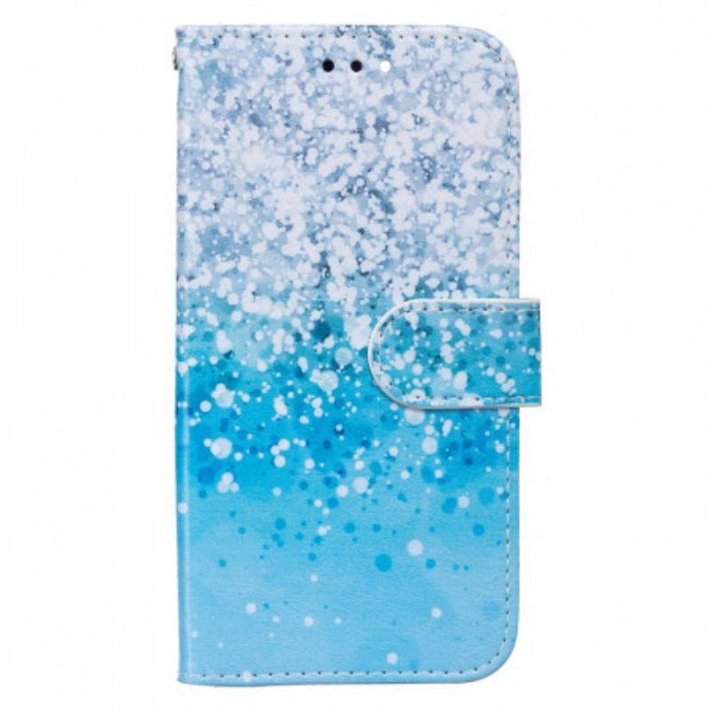 Folio Cover Samsung Galaxy S22 Plus 5G Gradiente Di Glitter Blu