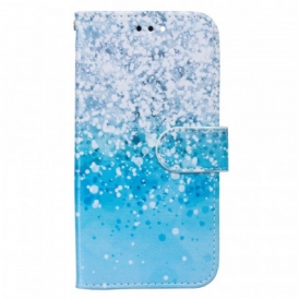 Folio Cover Samsung Galaxy S22 Plus 5G Gradiente Di Glitter Blu