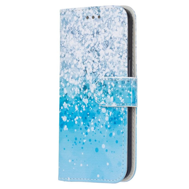 Folio Cover Samsung Galaxy S22 Plus 5G Gradiente Di Glitter Blu