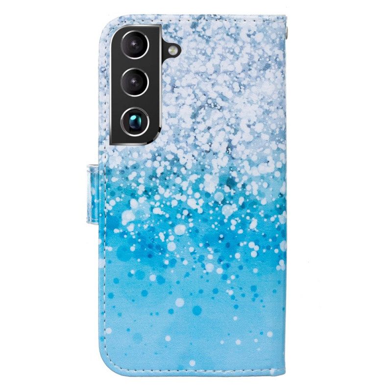 Folio Cover Samsung Galaxy S22 Plus 5G Gradiente Di Glitter Blu