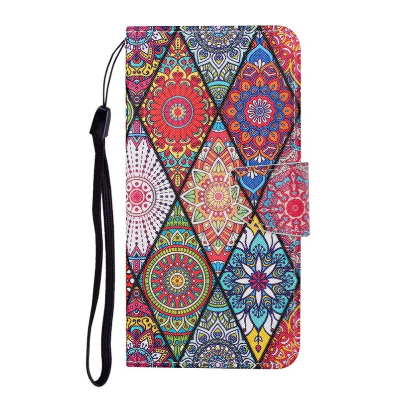 Folio Cover Samsung Galaxy S22 Plus 5G Patchwork Con Cordino