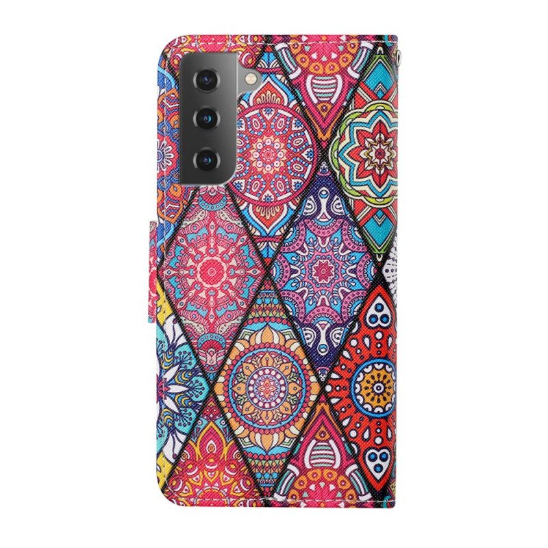 Folio Cover Samsung Galaxy S22 Plus 5G Patchwork Con Cordino