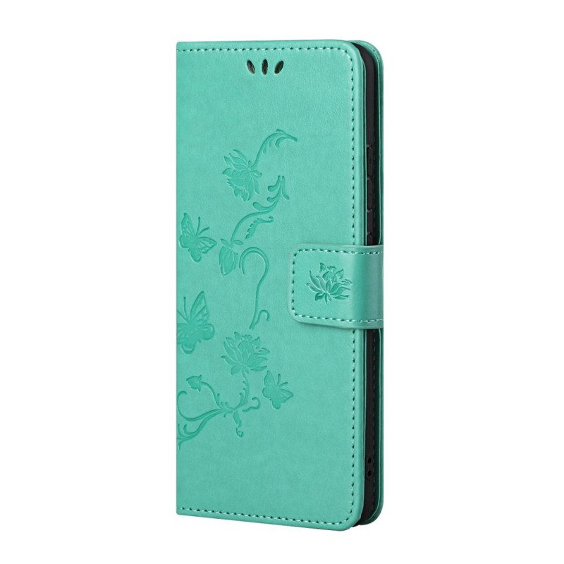 Folio Cover Samsung Galaxy S22 Plus 5G Perizoma Farfalle E Fiori