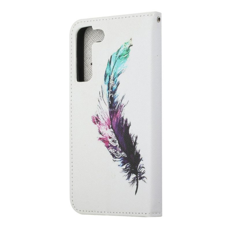 Folio Cover Samsung Galaxy S22 Plus 5G Piuma Con Cordino