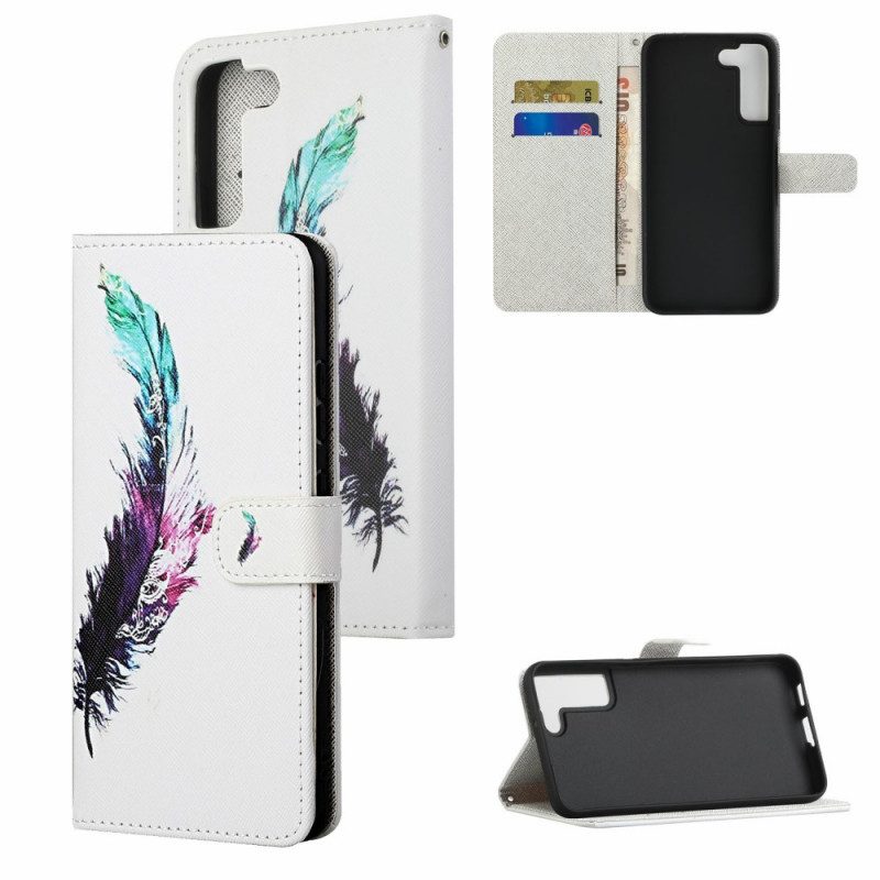 Folio Cover Samsung Galaxy S22 Plus 5G Piuma Con Cordino