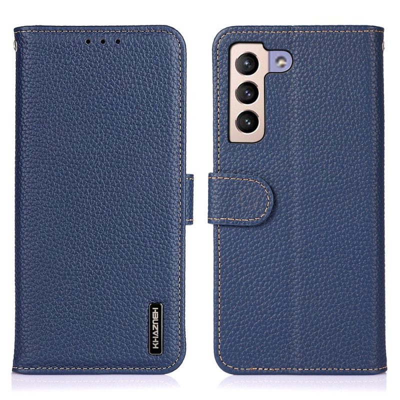 Folio Cover Samsung Galaxy S22 Plus 5G Vera Pelle Di Litchi Khazneh