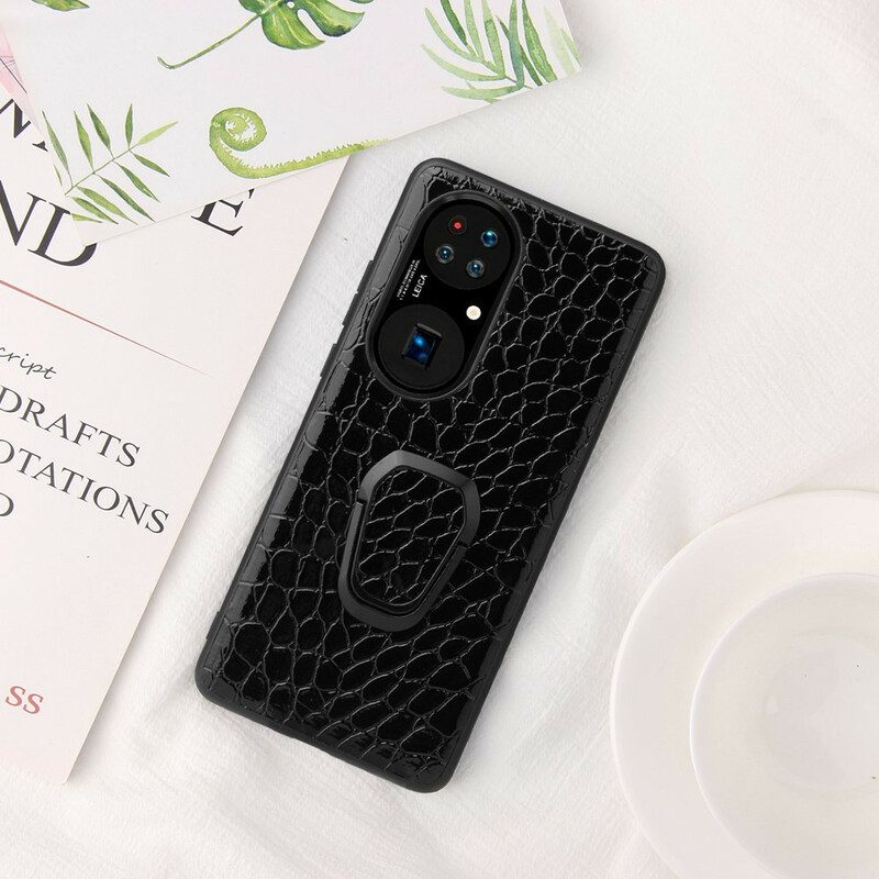 Cover Huawei P50 Pro Staffa Ad Anello Stile Coccodrillo