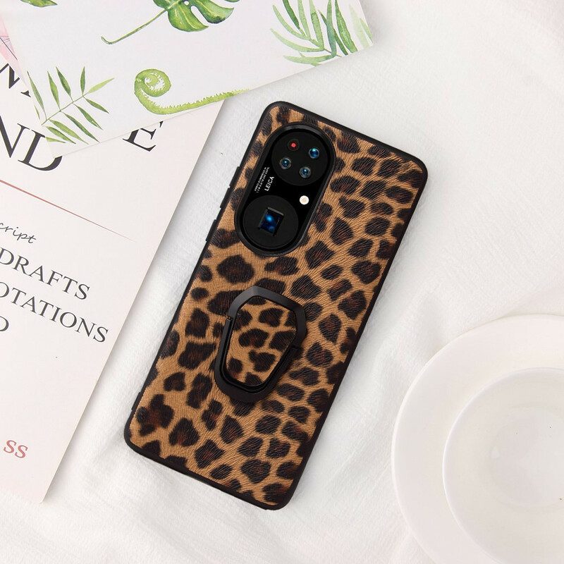 Cover Huawei P50 Pro Supporto Per Anello Stile Leopardo