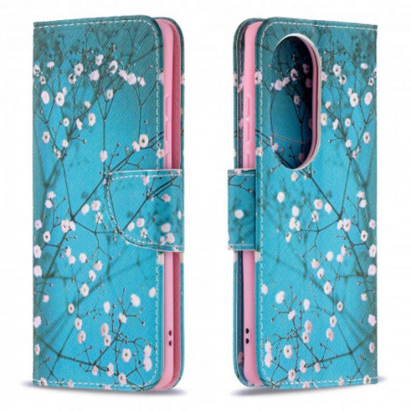 Custodia in pelle Huawei P50 Pro Albero In Fiore