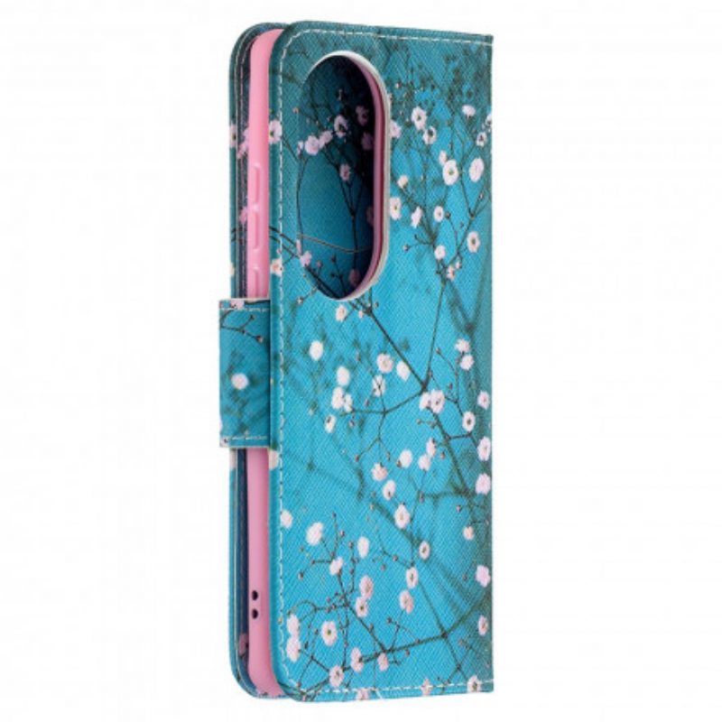 Custodia in pelle Huawei P50 Pro Albero In Fiore