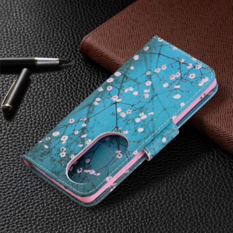 Custodia in pelle Huawei P50 Pro Albero In Fiore