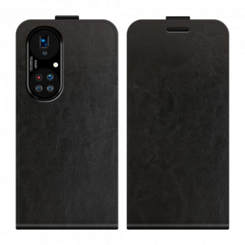 Custodia in pelle Huawei P50 Pro Folio Cover Ribalta Verticale Effetto Pelle