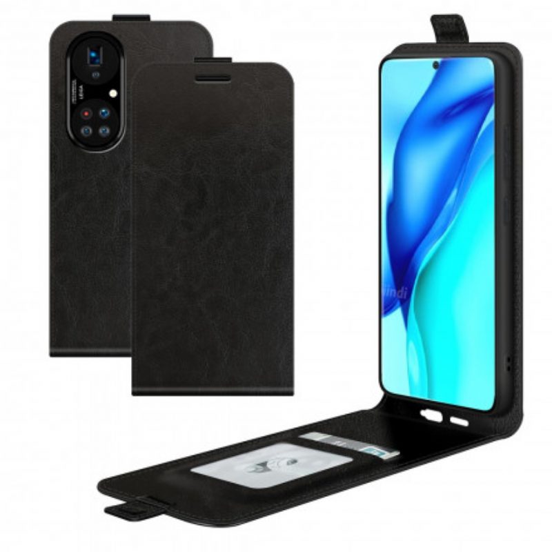 Custodia in pelle Huawei P50 Pro Folio Cover Ribalta Verticale Effetto Pelle