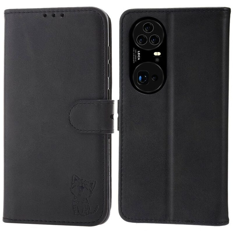 Custodia in pelle Huawei P50 Pro Gattino In Ecopelle