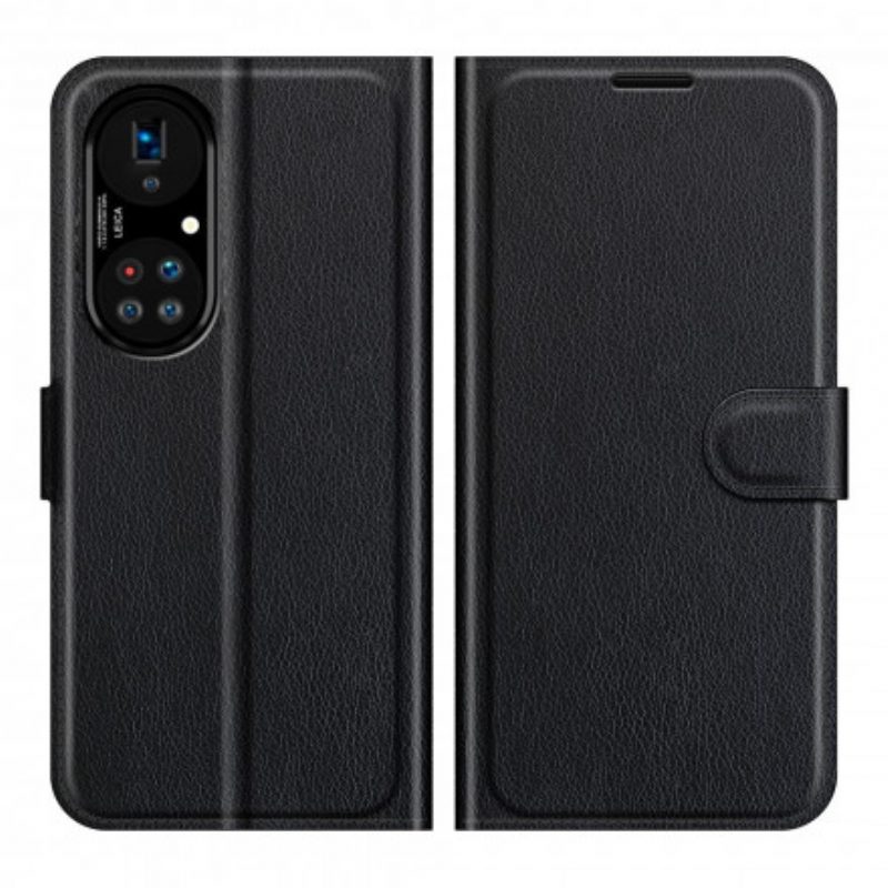 Custodia in pelle Huawei P50 Pro Stile Classico In Pelle Litchi