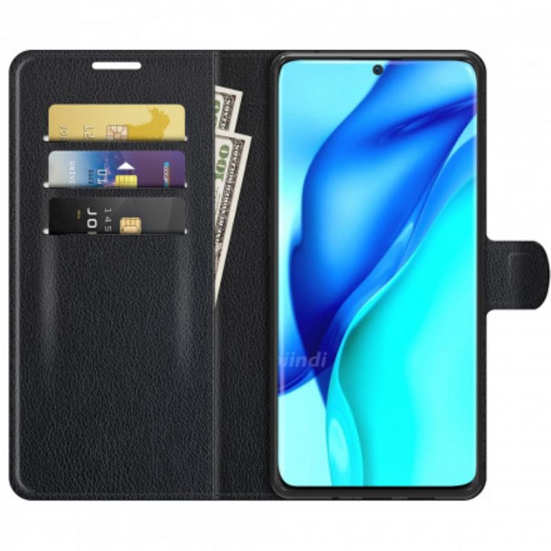 Custodia in pelle Huawei P50 Pro Stile Classico In Pelle Litchi